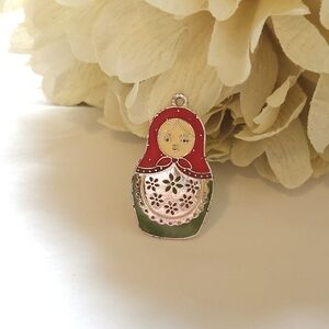 Russian Doll Floral Enamel Pendant or Charm